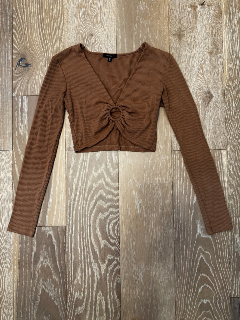 LONG SLEEVE CROP TOP WITH RING DETAIL XS